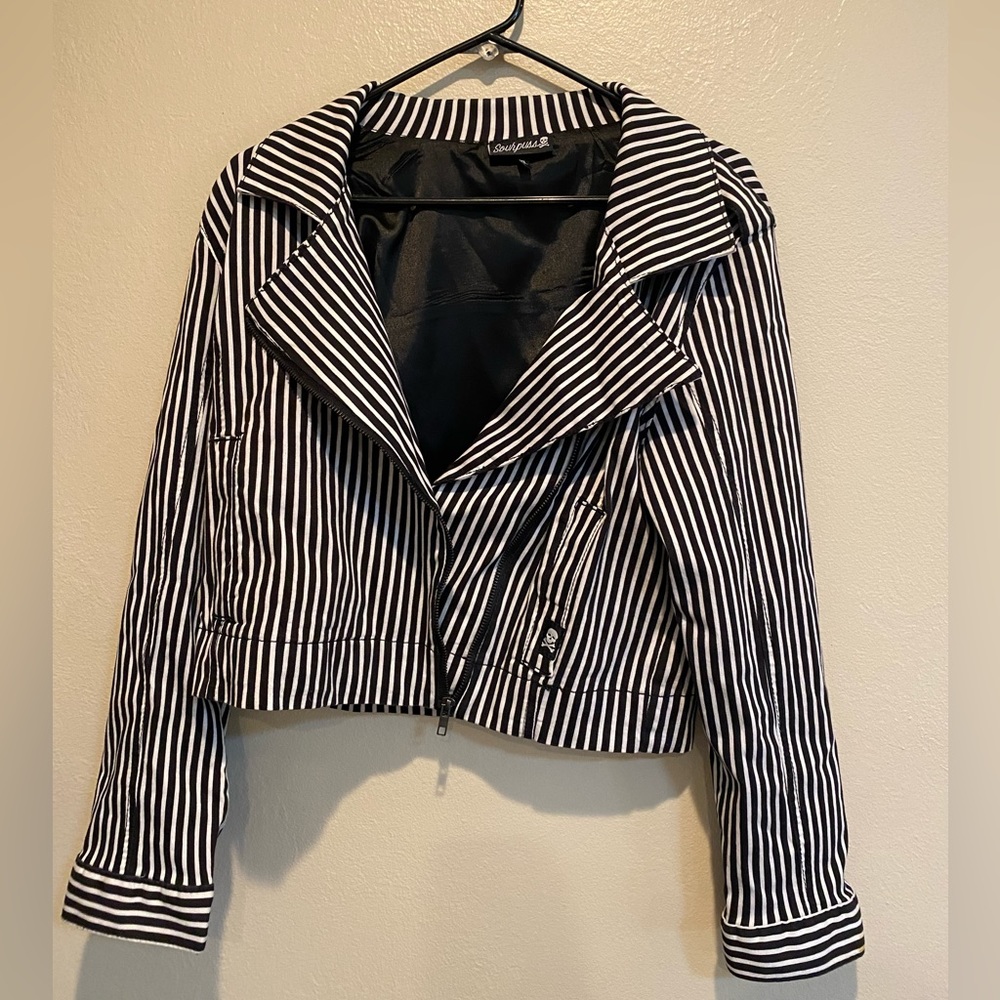 Sourpuss Striped Moto Jacket